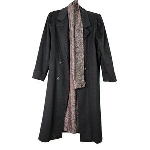 Vintage Jofeld Women's Double-Breasted Wool Blend Coat  Lined Black Trench coat